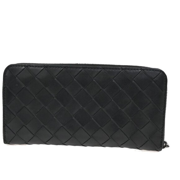 BOTTEGA VENETA Intrecciato Long Zipper Around Wallet Leather Black 65FC117 - Picture 1 of 13